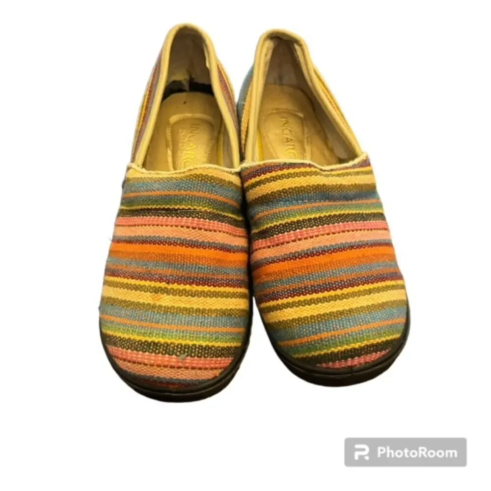 Ingaro Women's Brandy Canvas Clog Slip On Multi Color Stripe Size‎ 6.5